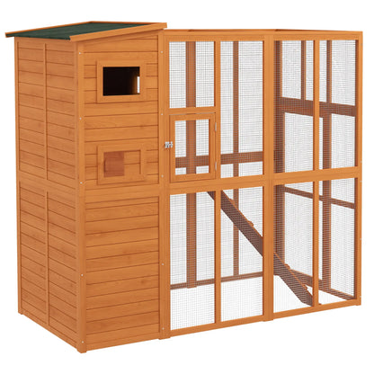 68.75" H Large Wooden Outdoor Cat House with Run, Catio, Condo, Natural Outdoor Cat Enclosures at Gallery Canada