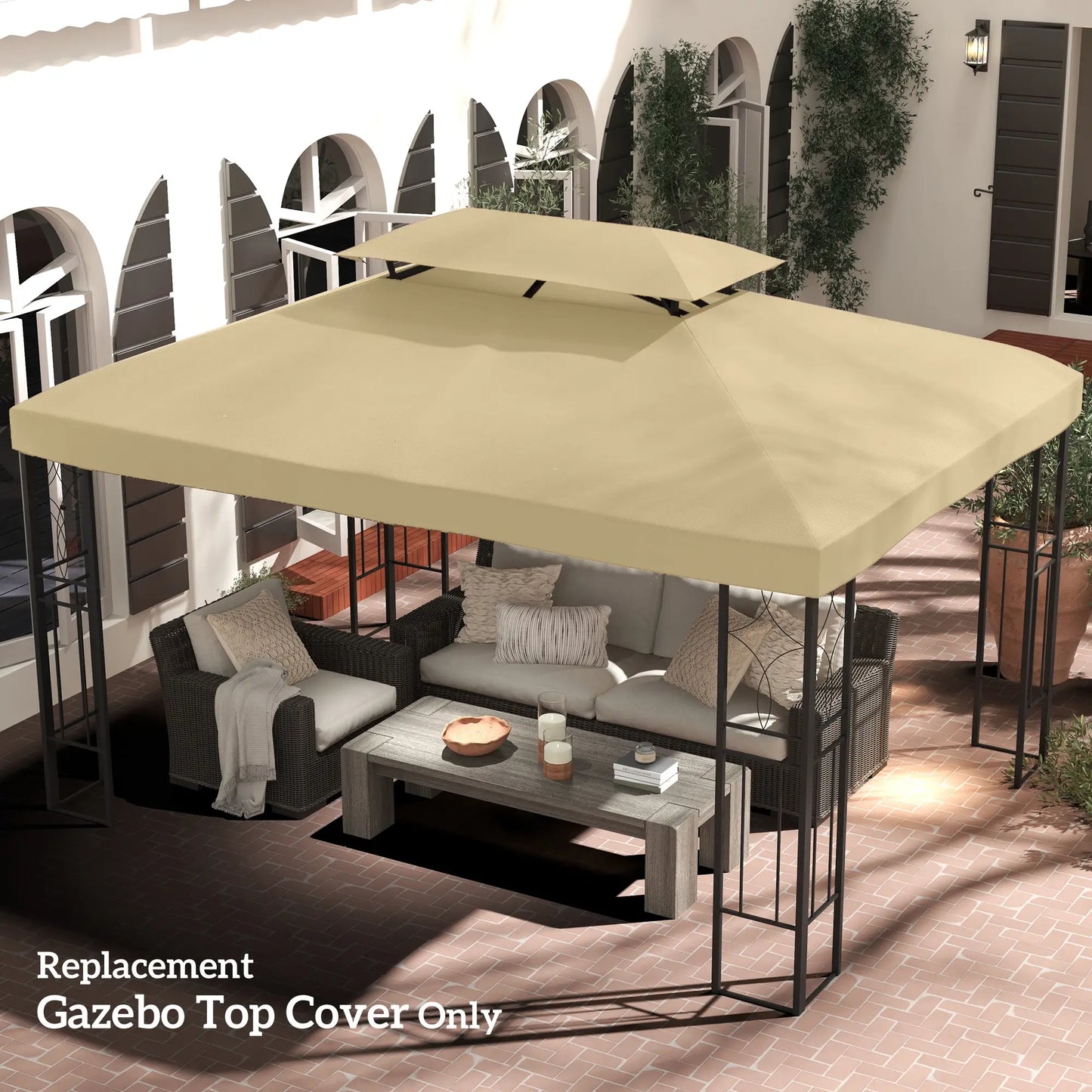 13' x 10' Gazebo Cover, 2 Tier Top, Garden, Patio, Outdoor, Beige Gazebo Canopy Replacement at Gallery Canada