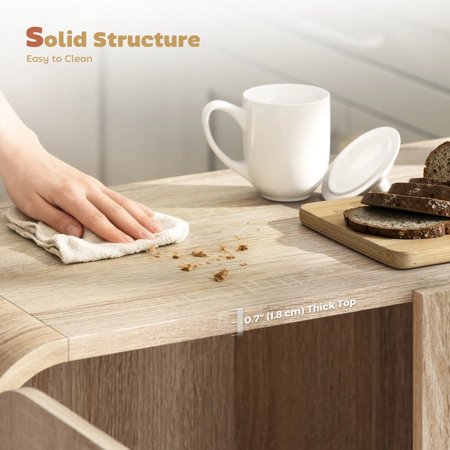 31.5" Kitchen Sideboard Cabinet, Natural Wood, Soft-Close Door, Adjustable Shelf Storage Cabinets at Gallery Canada