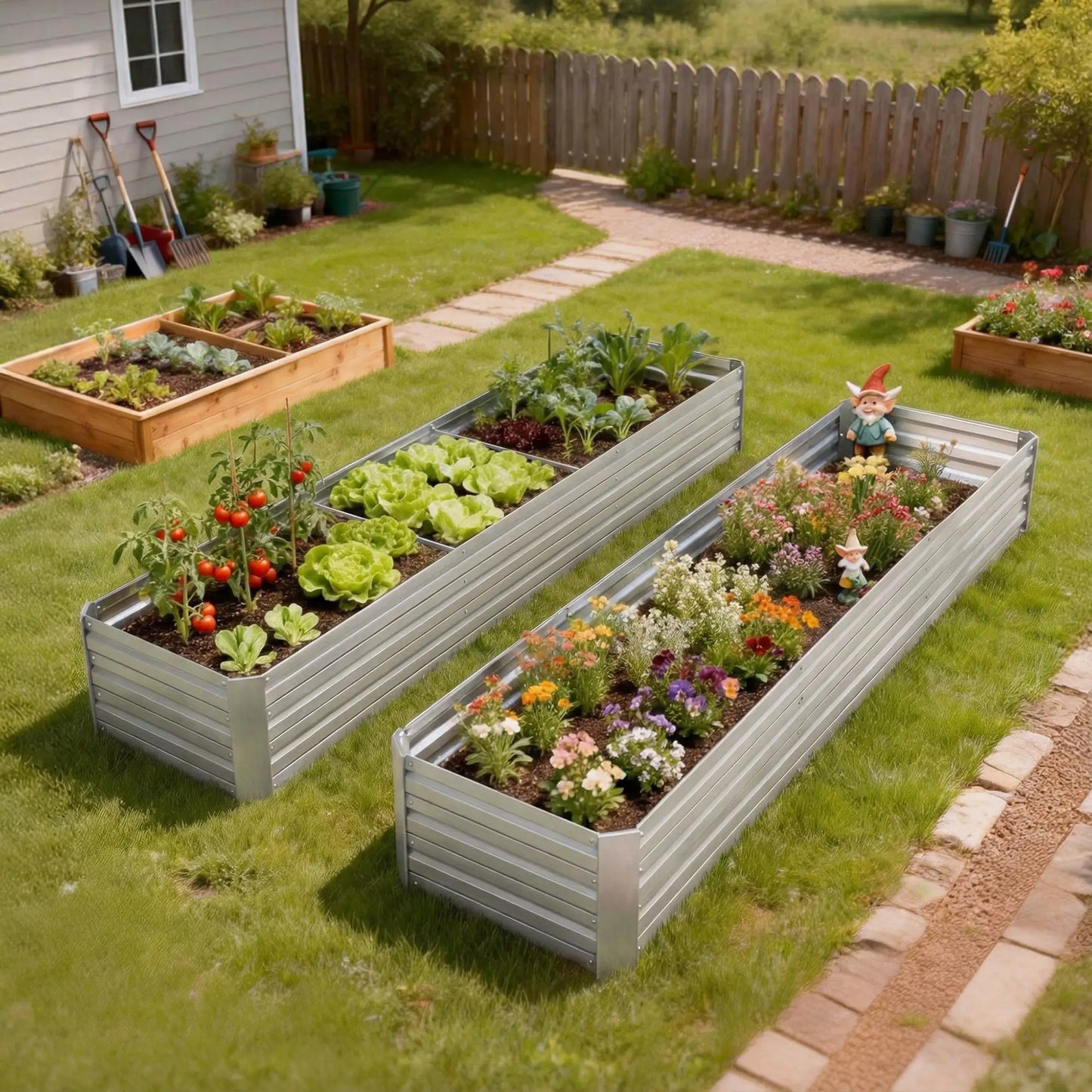 8'x2'x1' Galvanized Raised Bed, Elevated Planter Box, Silver Galvanized Planter Boxes at Gallery Canada
