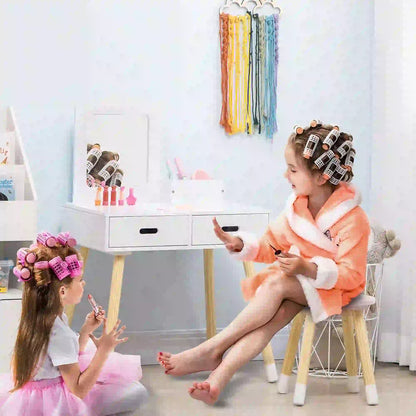 Kids Vanity Set With Mirror, Stool, Drawers, White Kids Bedroom Furniture at Gallery Canada