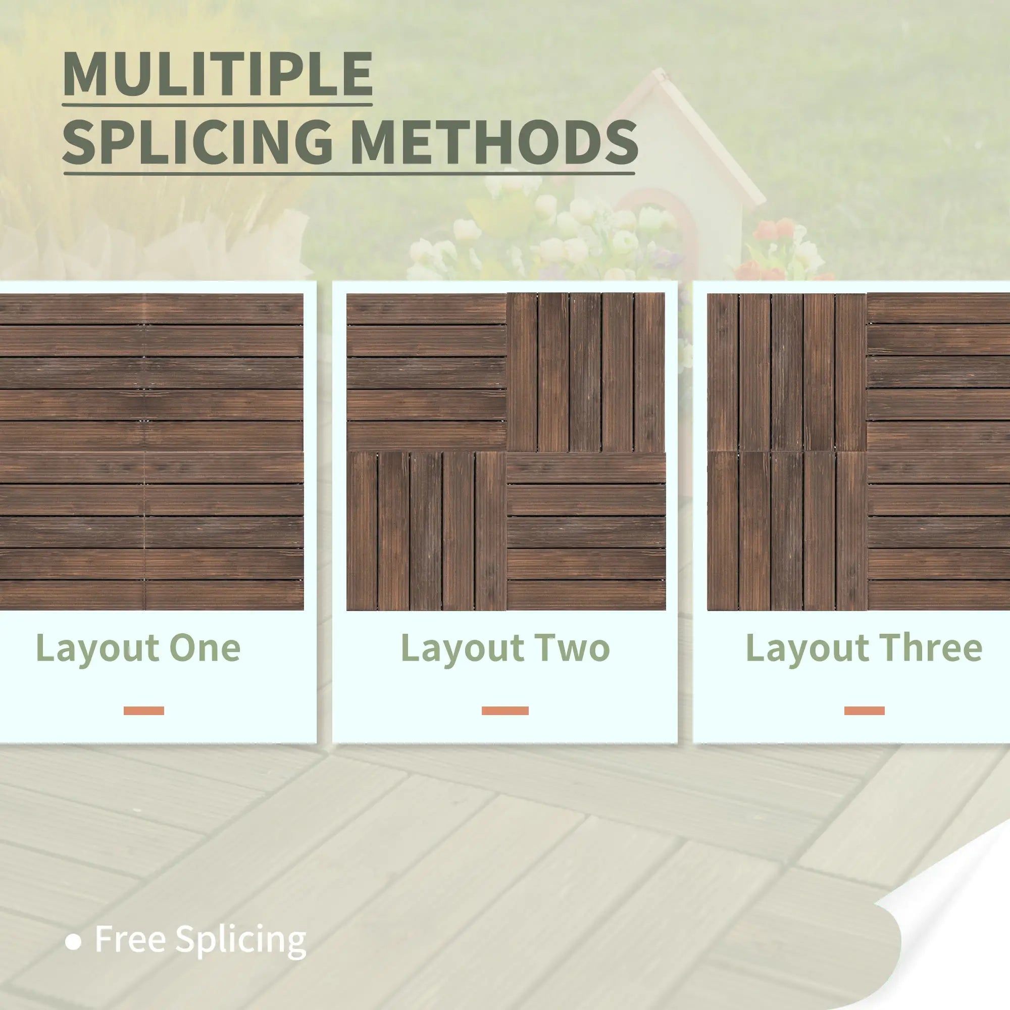 27 Pcs Wood Interlocking Deck Tiles, 12 x 12in, Black Deck Tiles at Gallery Canada