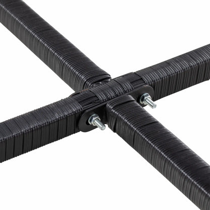 9-Piece Wicker Patio Dining Set, Glass Top Table, Ottomans, Blue Outdoor Dining Sets at Gallery Canada