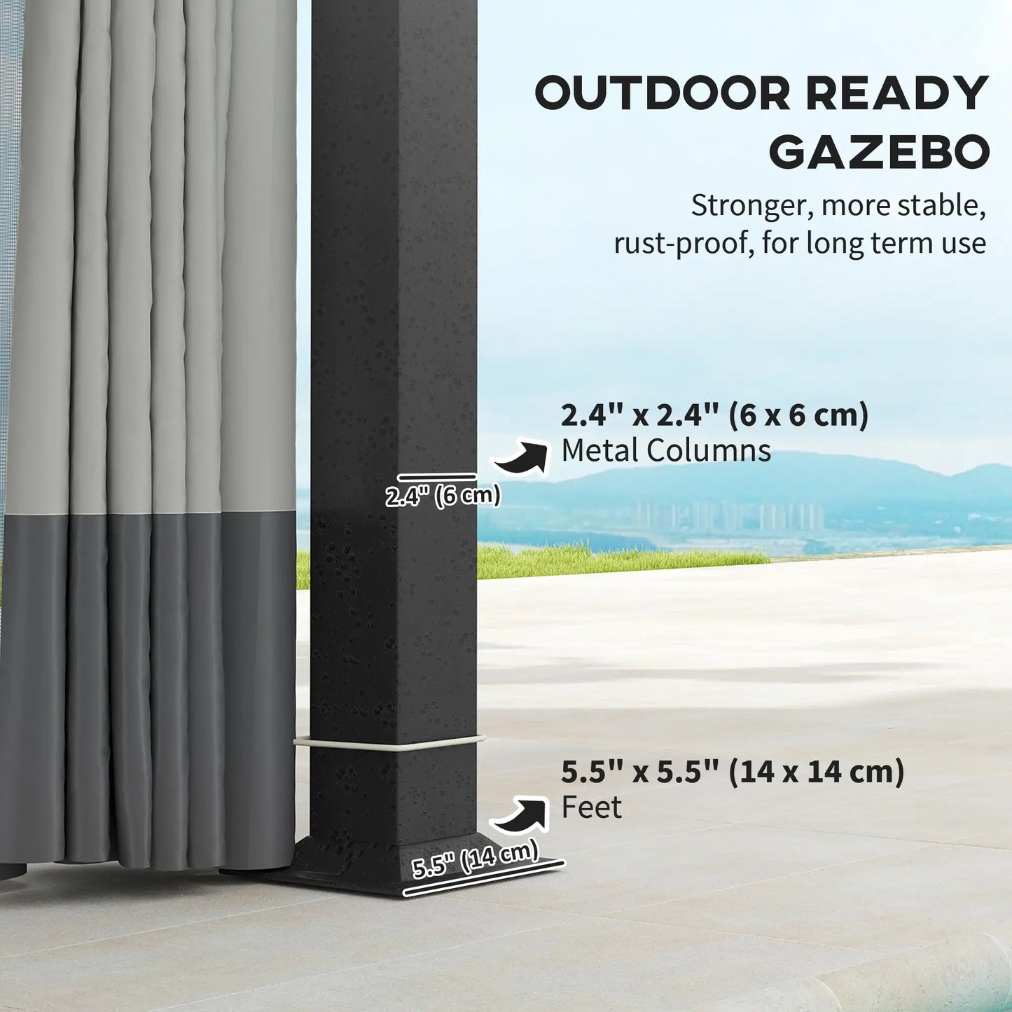 11' x 13' Patio Gazebo, Double Roof Canopy with Netting, Light Grey Gazebos at Gallery Canada