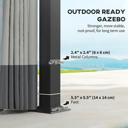 11' x 13' Patio Gazebo, Double Roof Canopy with Netting, Light Grey Gazebos at Gallery Canada
