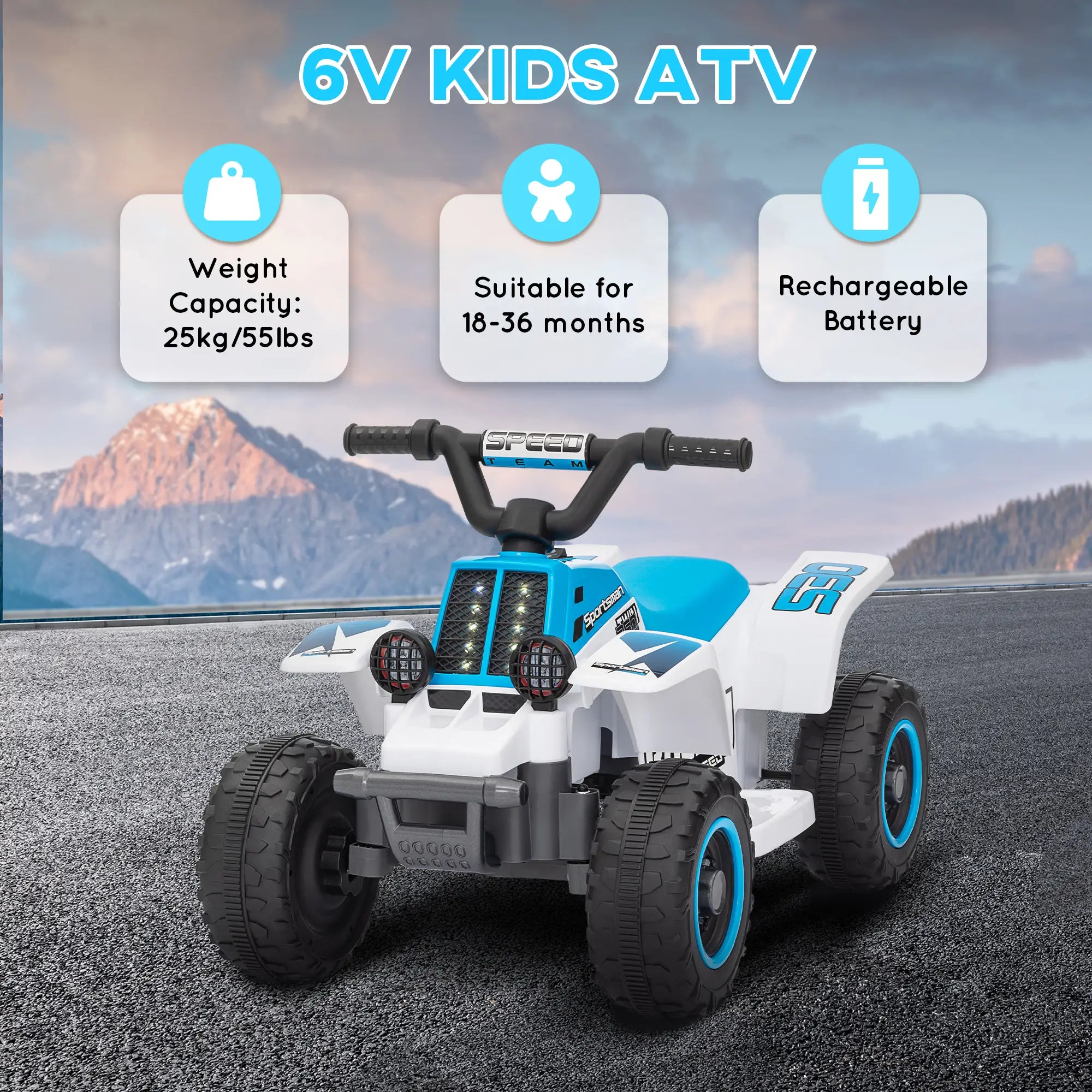6V Kids ATV Quad, 4 Wheeler Electric Ride On Car, White Electric Toy Cars at Gallery Canada