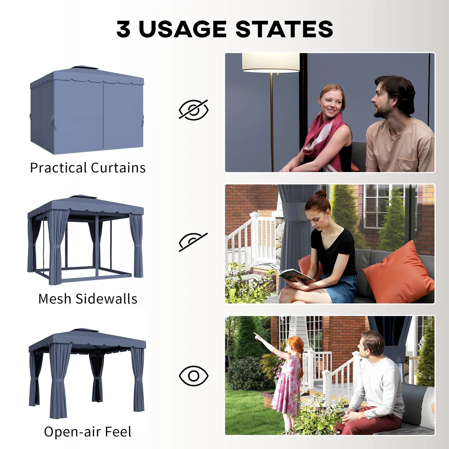 10' X 10' Outdoor Patio Gazebo, Dark Blue Gazebos at Gallery Canada
