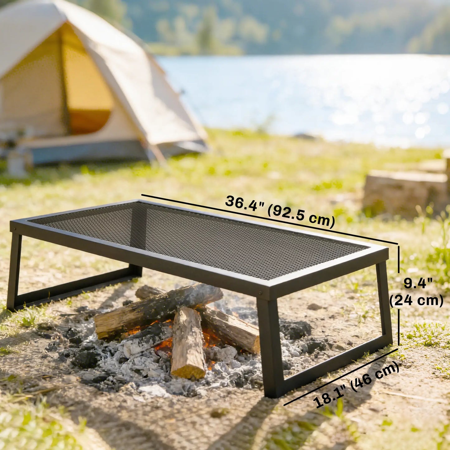 36" x 18" Folding Campfire Grill, Heavy Duty Carbon Steel Grate, Black Charcoal BBQ Grils at Gallery Canada