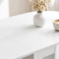 Folding Dining Table, Drop Leaf, 2 Shelves, 120cm, White