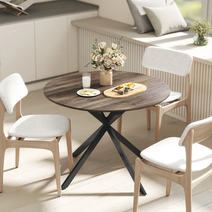 40" Round Kitchen Table For 4, Industrial Dining Table, Distressed Brown Dining Tables at Gallery Canada