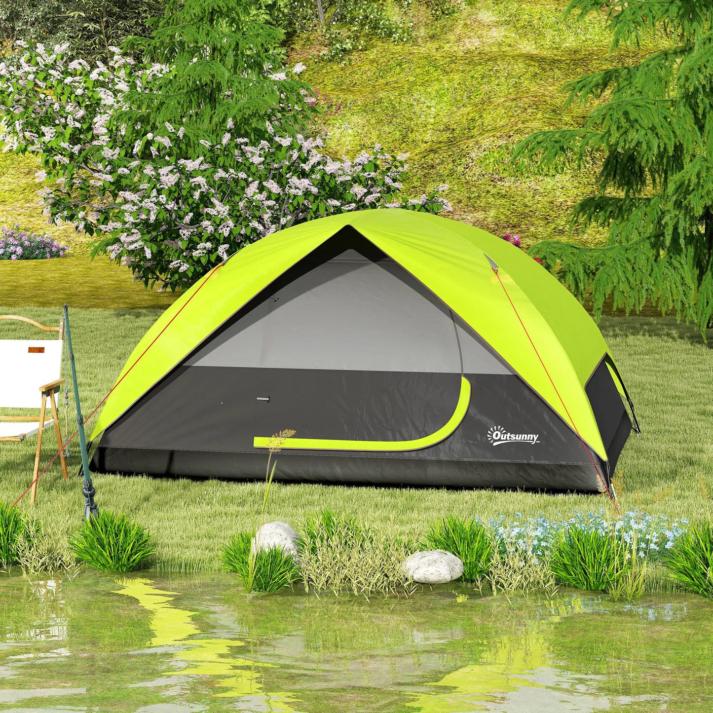 Pop Up Camping Tent, 3-4 Person, Waterproof Dome Tent, Mesh Window Camping Tents at Gallery Canada