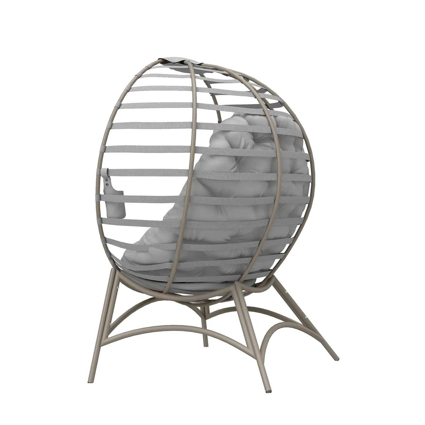 Egg Patio Lounge Chair, Foldable, with Cushion & Pocket, Light Grey, Light Grey Patio Chairs at Gallery Canada