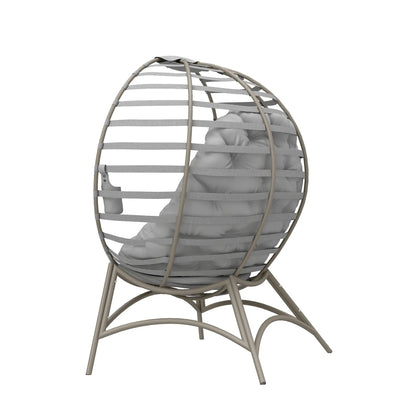 Egg Patio Lounge Chair, Foldable, with Cushion & Pocket, Light Grey, Light Grey Patio Chairs at Gallery Canada