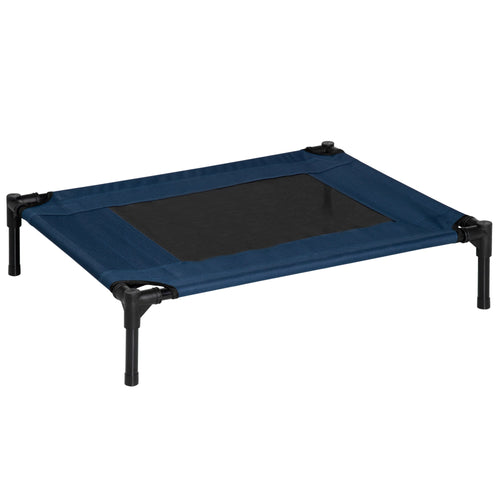 Elevated Pet Bed Dog Cat Cot Cozy Beds Camping Comfortable, Blue and Black