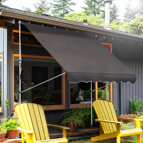 6.6'x5' Retractable Patio Awning, Sun Shade, Water Resistant, Grey