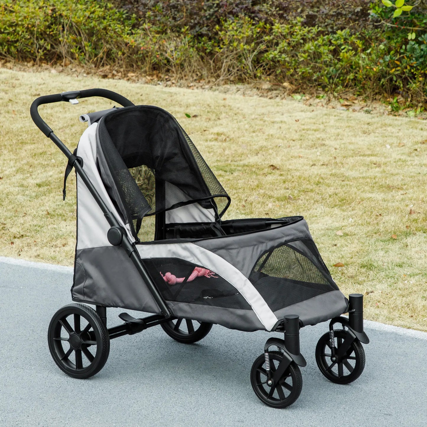 Foldable Pet Stroller For Large Dogs, Four Big Wheels, Dark Grey Dog Bike Trailers & Strollers at Gallery Canada
