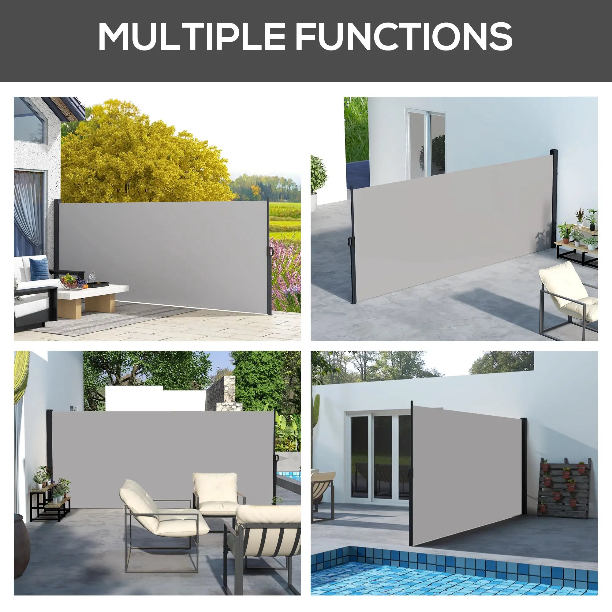 13' x 6' Retractable Side Awning, Outdoor Privacy Screen, Light Grey Retractable Side Awning at Gallery Canada