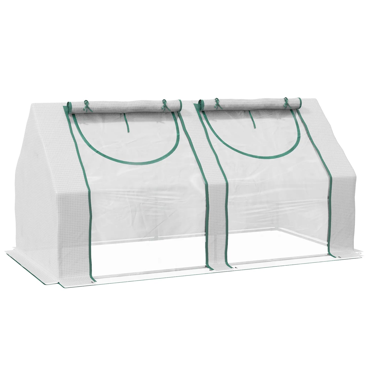 6' x 3' x 3' Portable Mini Greenhouse, 2 PE Covers, Steel Frame, White