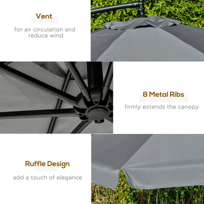 11FT Offset Hanging Patio Umbrella, Easy Tilt, Cross Base, 8 Ribs, Dark Grey Cantilever Umbrellas at Gallery Canada