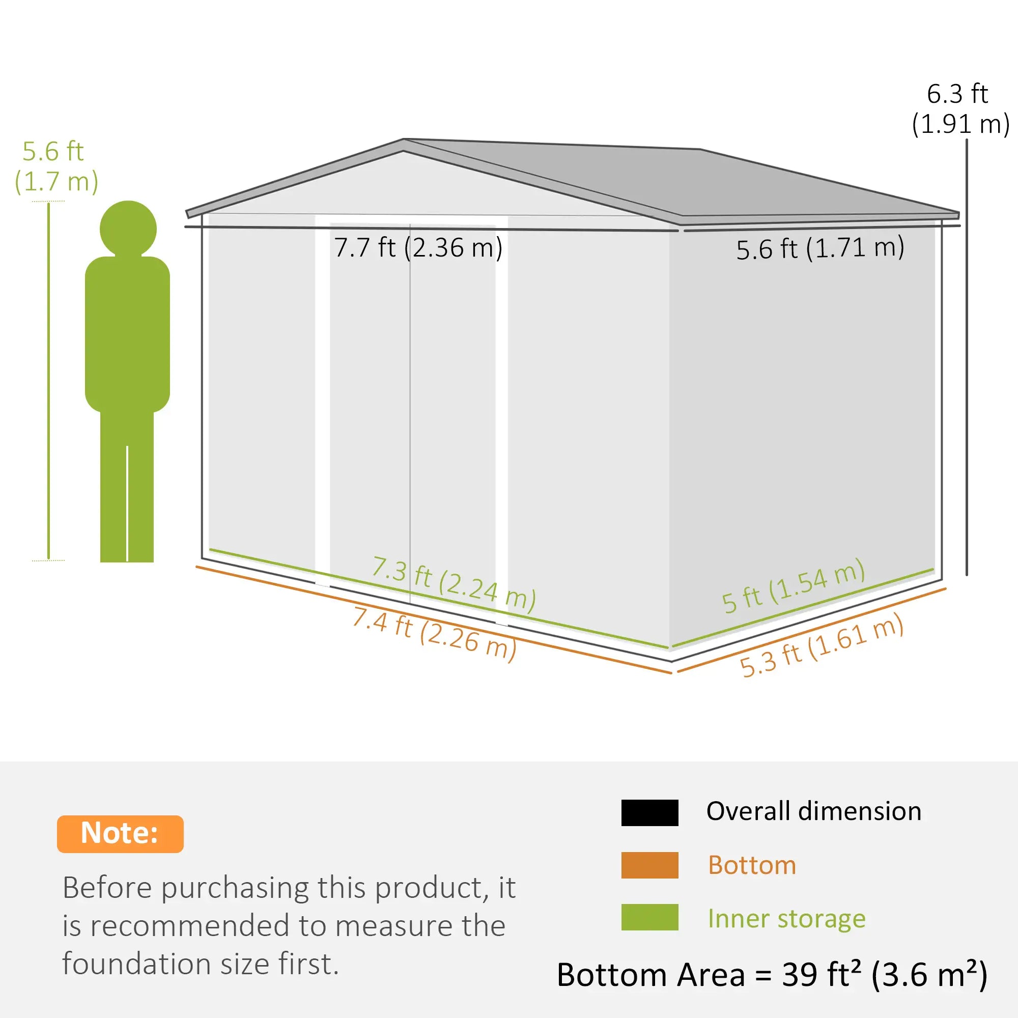 8' x 6' Metal Outdoor Storage Shed, Lockable Sliding Doors, Light Grey Sheds at Gallery Canada