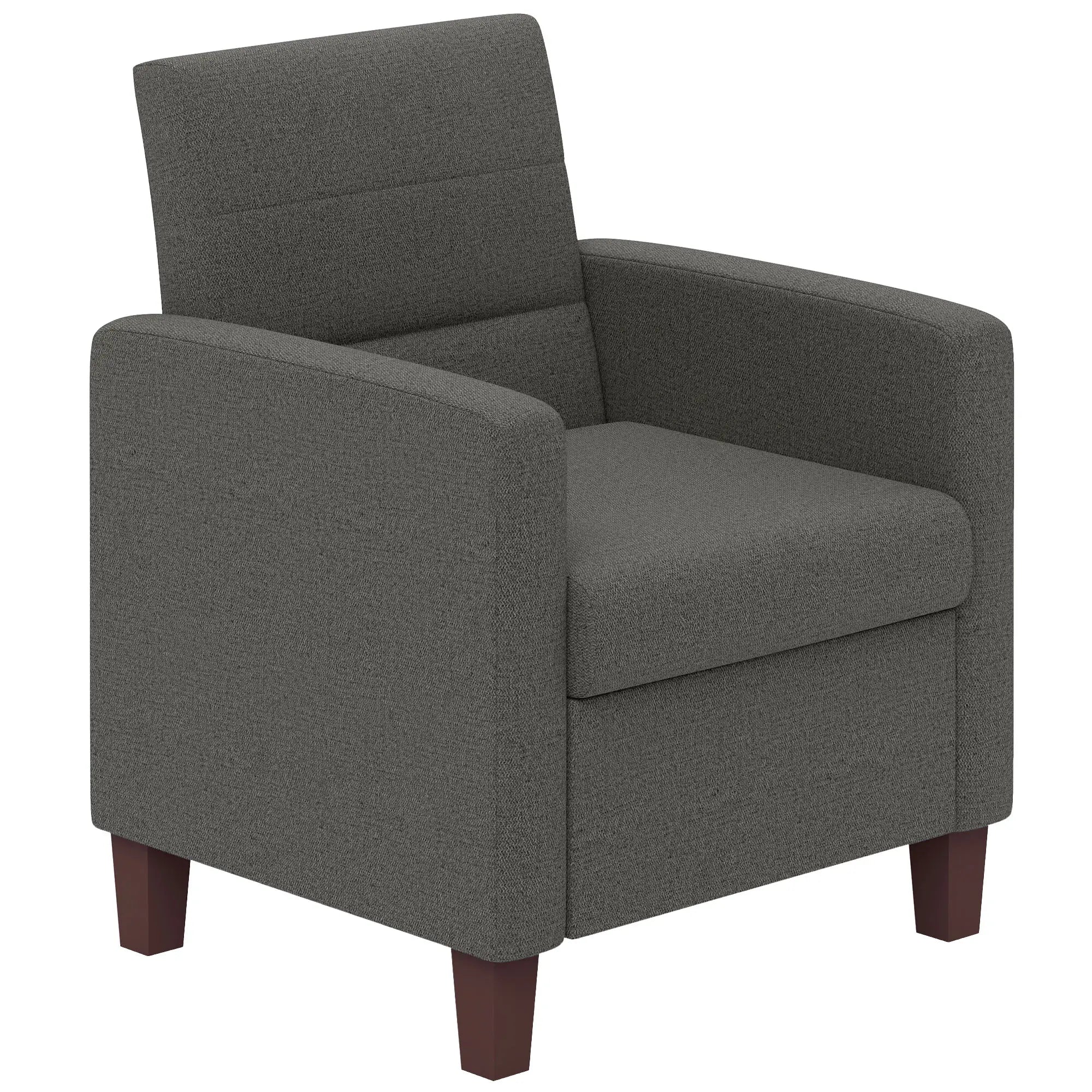 Modern Fabric Accent Chair, Seat Cushion, Non-Slip Pads, Dark Grey Accent Chairs Dark Grey at Gallery Canada