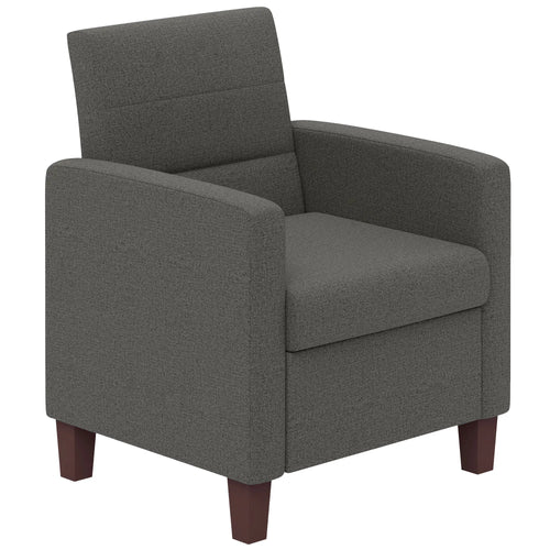 Modern Fabric Accent Chair, Seat Cushion, Non-Slip Pads, Dark Grey