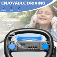 Voiture à pare-chocs pour enfants 6V, véhicule électrique avec rotation à 360°, musique, klaxon, bleu