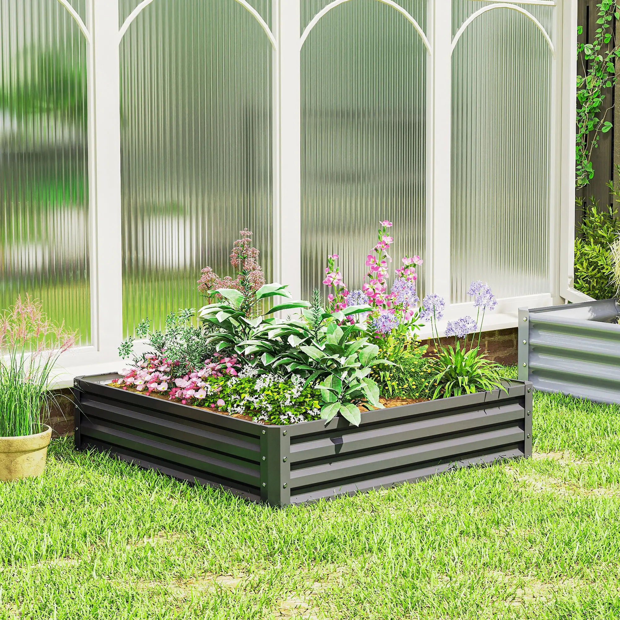 4' x 4' x 1' Galvanized Steel Raised Garden Bed, Light Grey Galvanized Planter Boxes at Gallery Canada