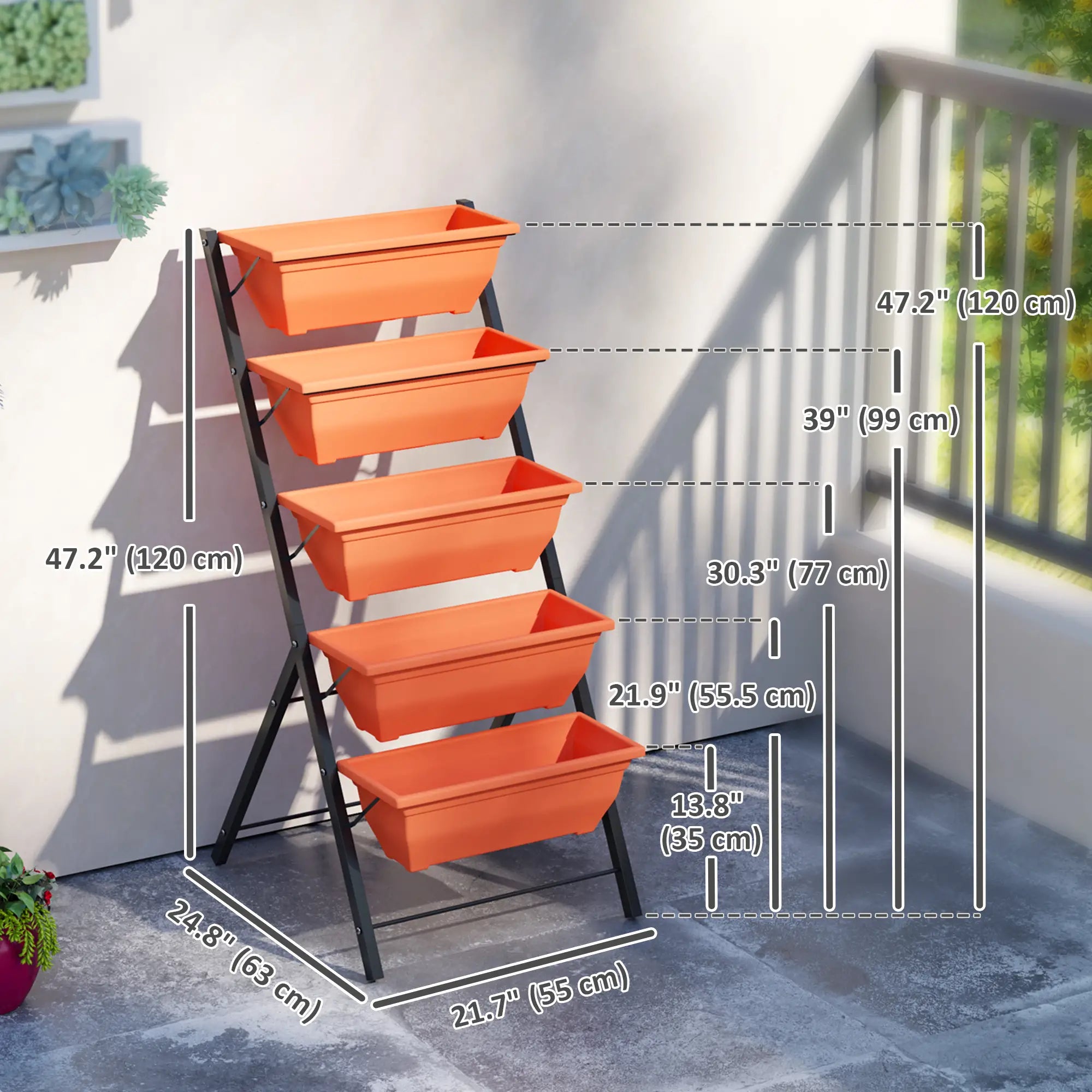 5-Tier Raised Garden Bed, Plant Stand, Flower Pots, Leaking Holes, Red Plant Stands at Gallery Canada