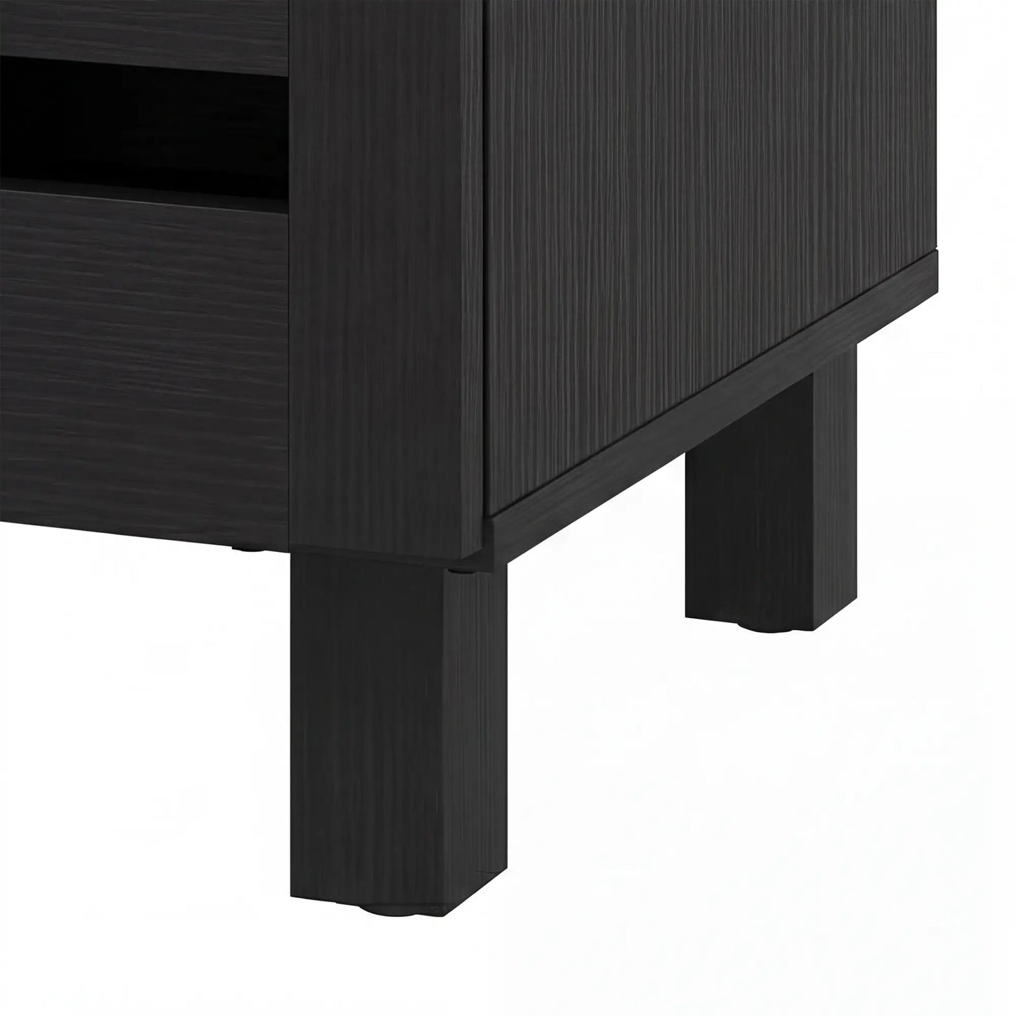 Shoe Cabinet, 3 Slatted Doors, 3-Tier, Adjustable Shelves, 15 Pairs, Black