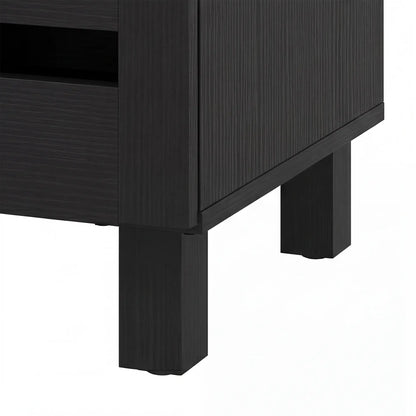 Shoe Cabinet, 3 Slatted Doors, 3-Tier, Adjustable Shelves, 15 Pairs, Black