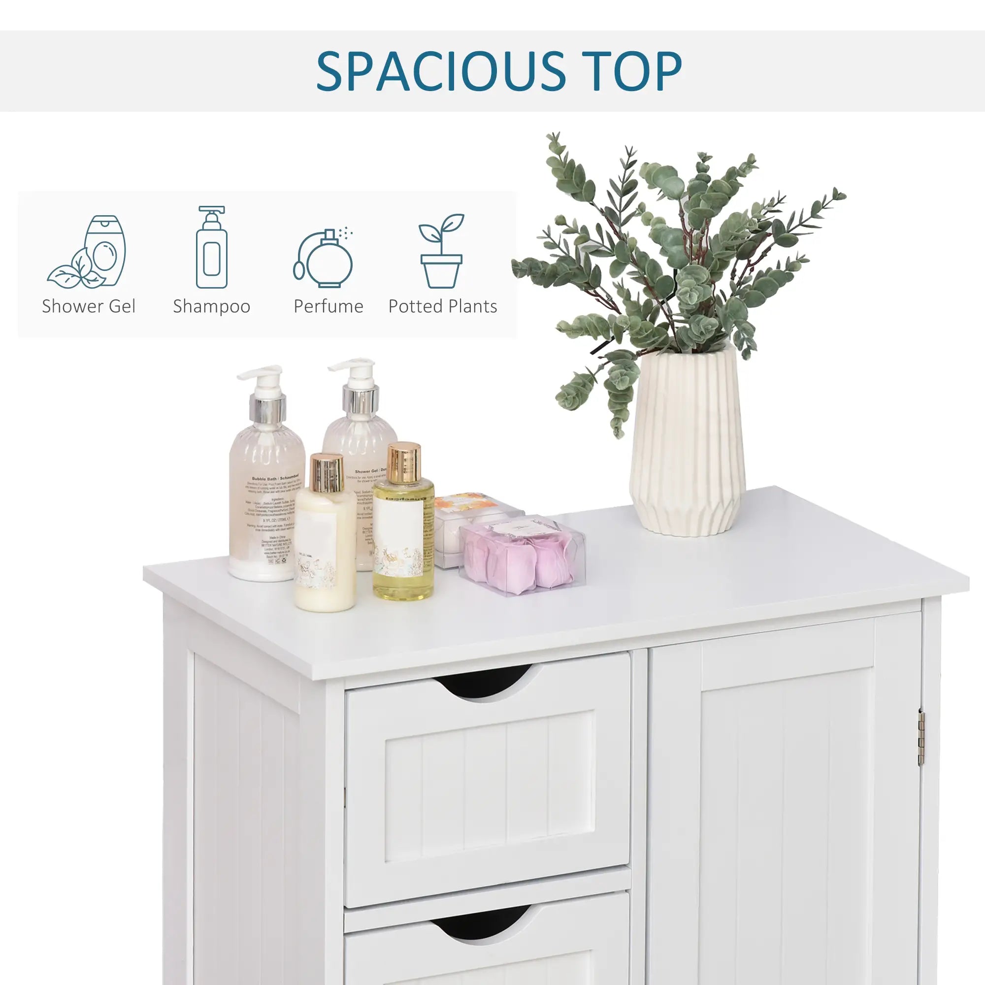 Bathroom Storage Cabinet, Adjustable Shelf, 4 Drawers, White Bathroom Cabinets at Gallery Canada