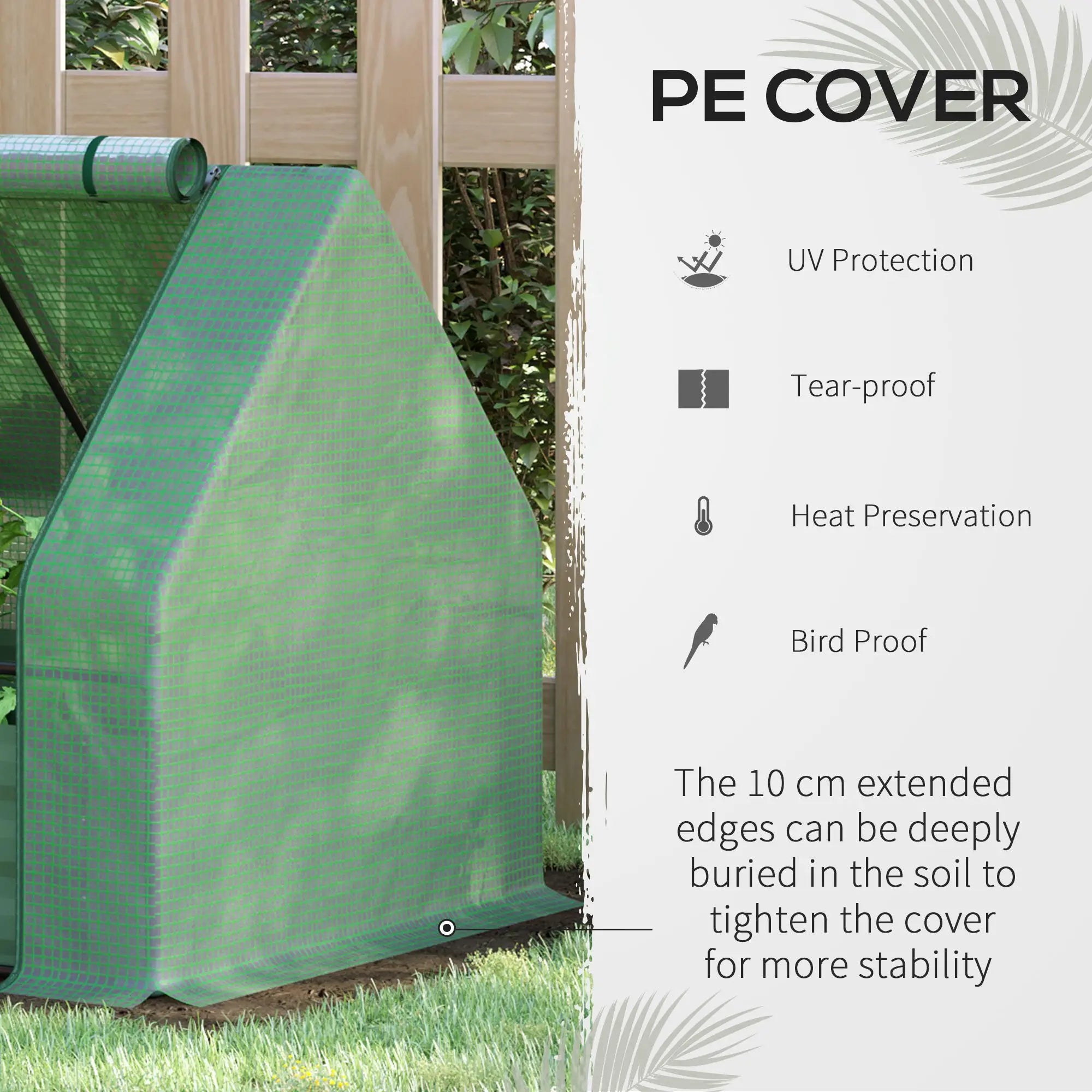 Steel Outdoor Raised Garden Bed, Greenhouse Cover, Roll Up Door, 50