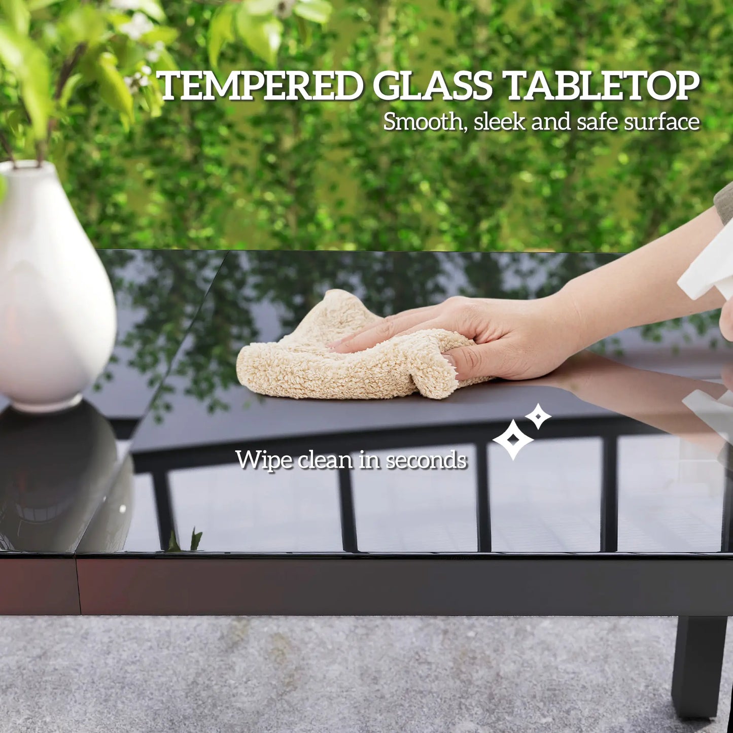 59" x 35" Aluminum Outdoor Dining Table, Glass Top, Seats 6, Grey Patio Dinning Tables at Gallery Canada