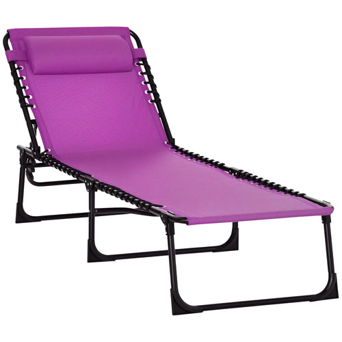 Outdoor Folding Lounge Chair, 4-Level Adjustable, Purple
