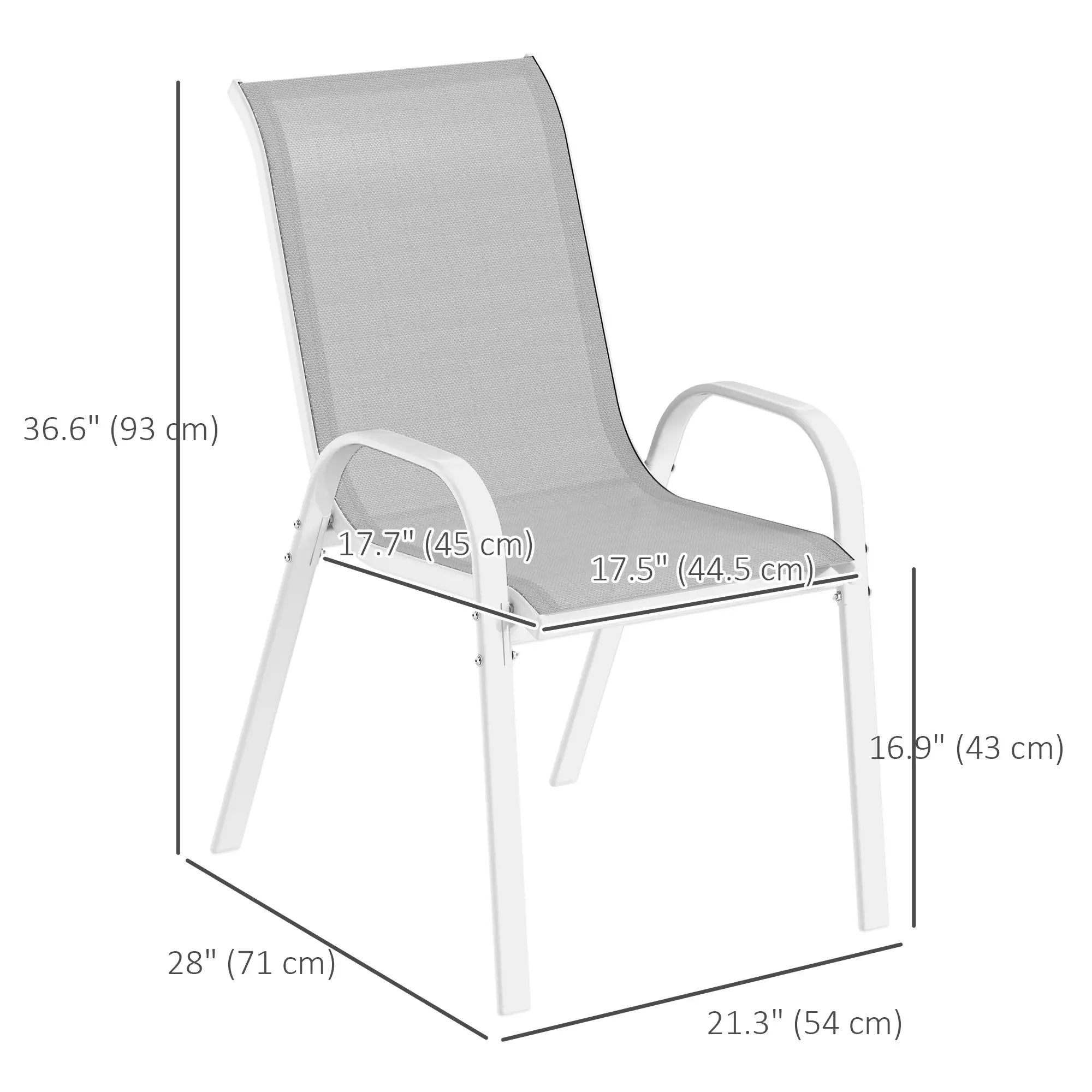 Outdoor Dining Chairs, Stackable With High Back, Breathable Mesh Seat, White Outdoor Dining Sets at Gallery Canada