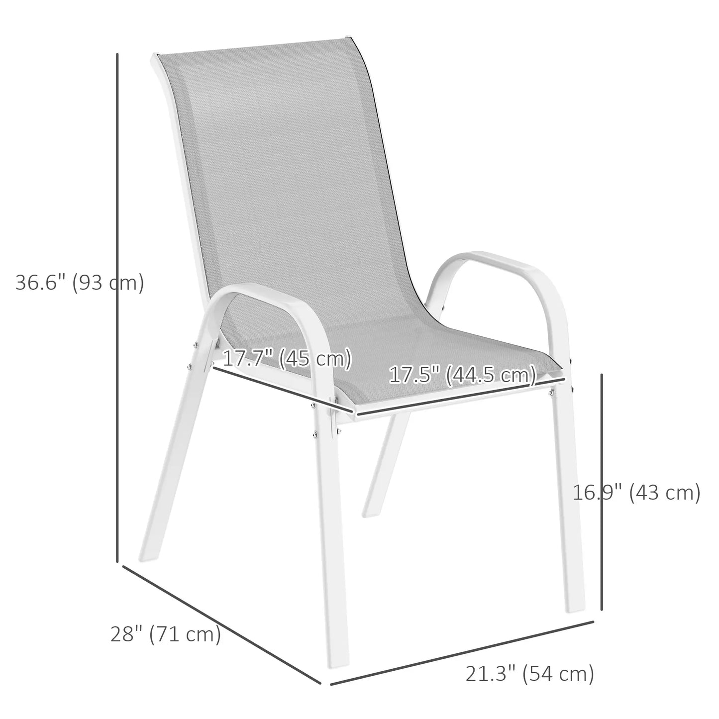 Outdoor Dining Chairs, Stackable With High Back, Breathable Mesh Seat, White Outdoor Dining Sets at Gallery Canada