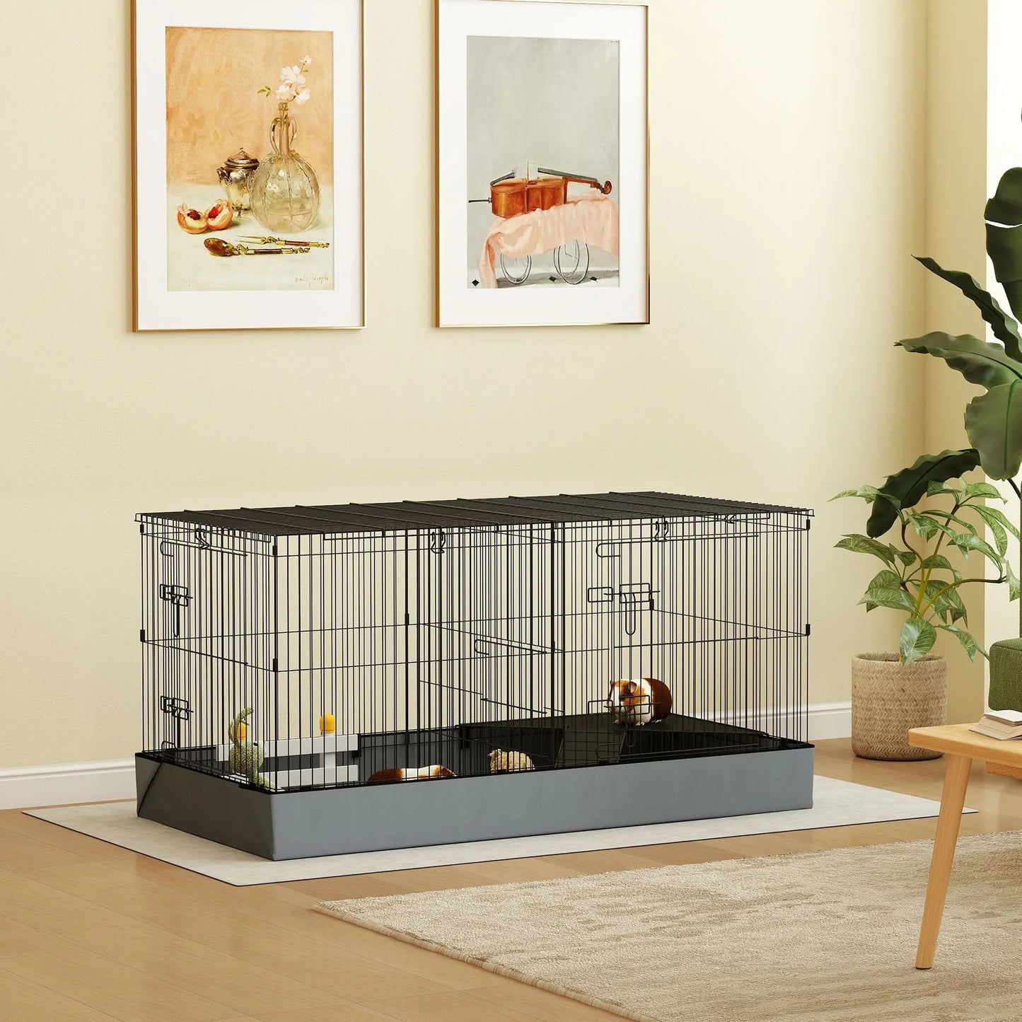 Guinea Pig Cage, Removable Top, 2 Areas, Waterproof Liner, Ramp, Perch Houses & Habitats at Gallery Canada