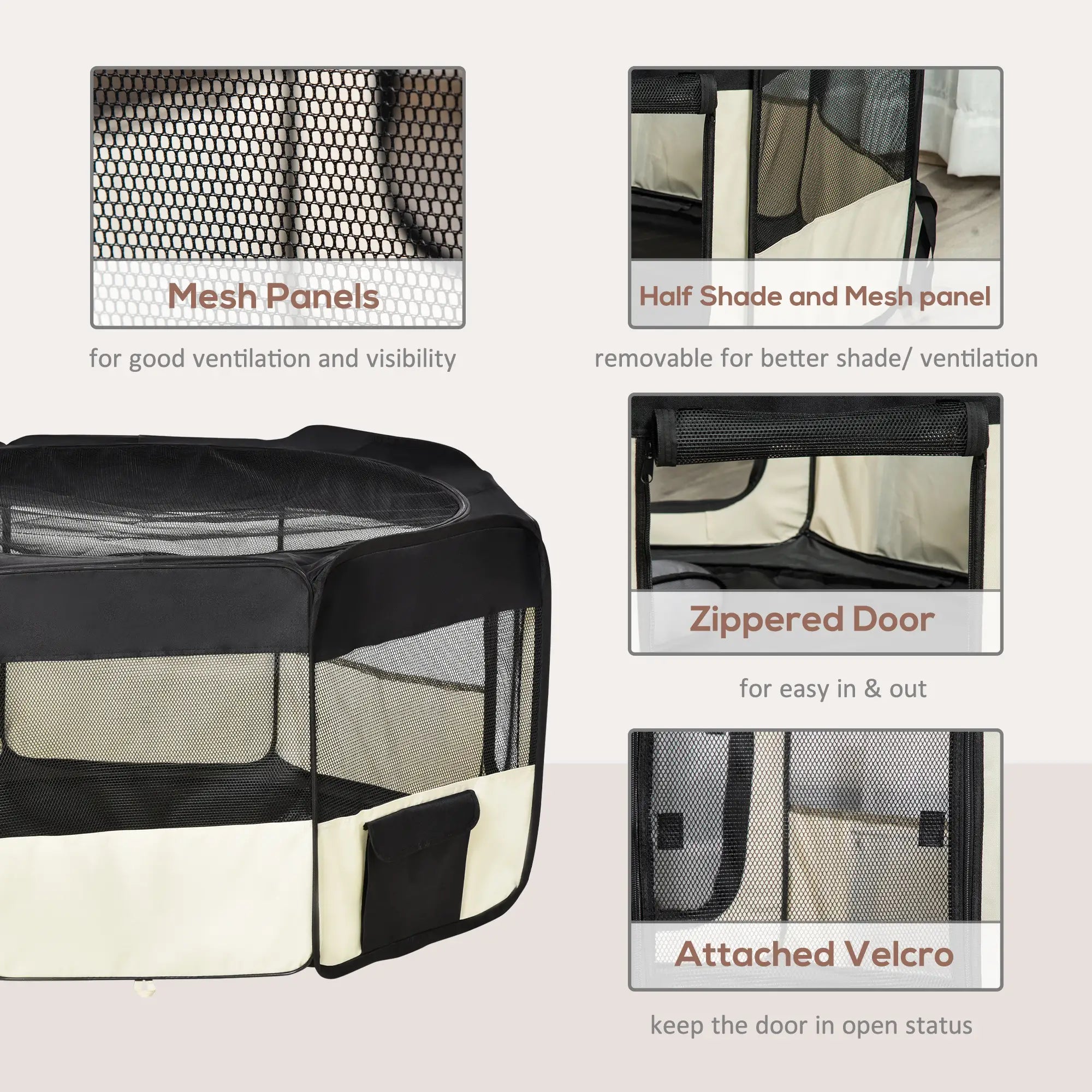 49.2-Inch Soft Folding Dog Playpen, Outdoor Pet Pen with Bag Houses, Kennels & Pens at Gallery Canada