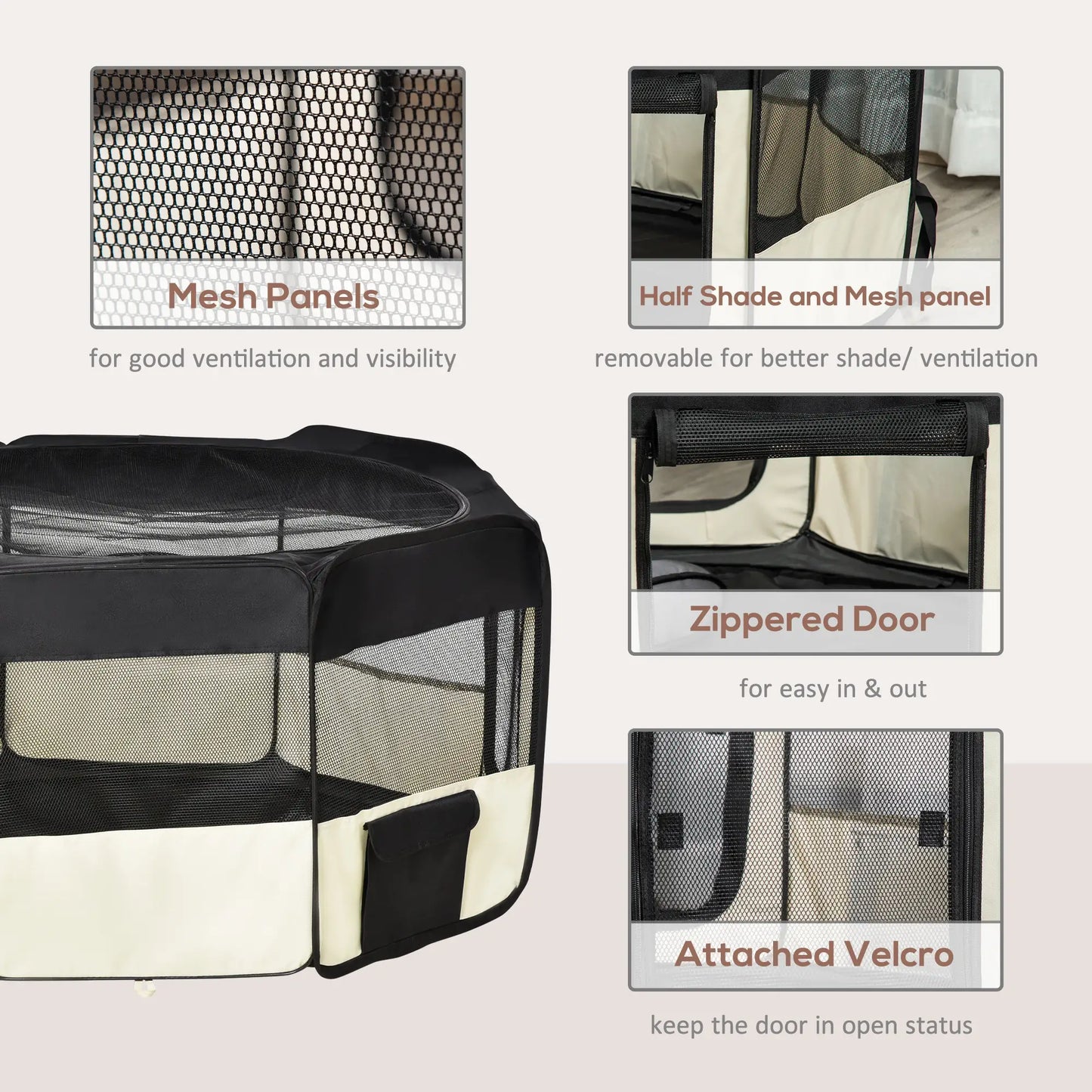 49.2-Inch Soft Folding Dog Playpen, Outdoor Pet Pen with Bag Houses, Kennels & Pens at Gallery Canada