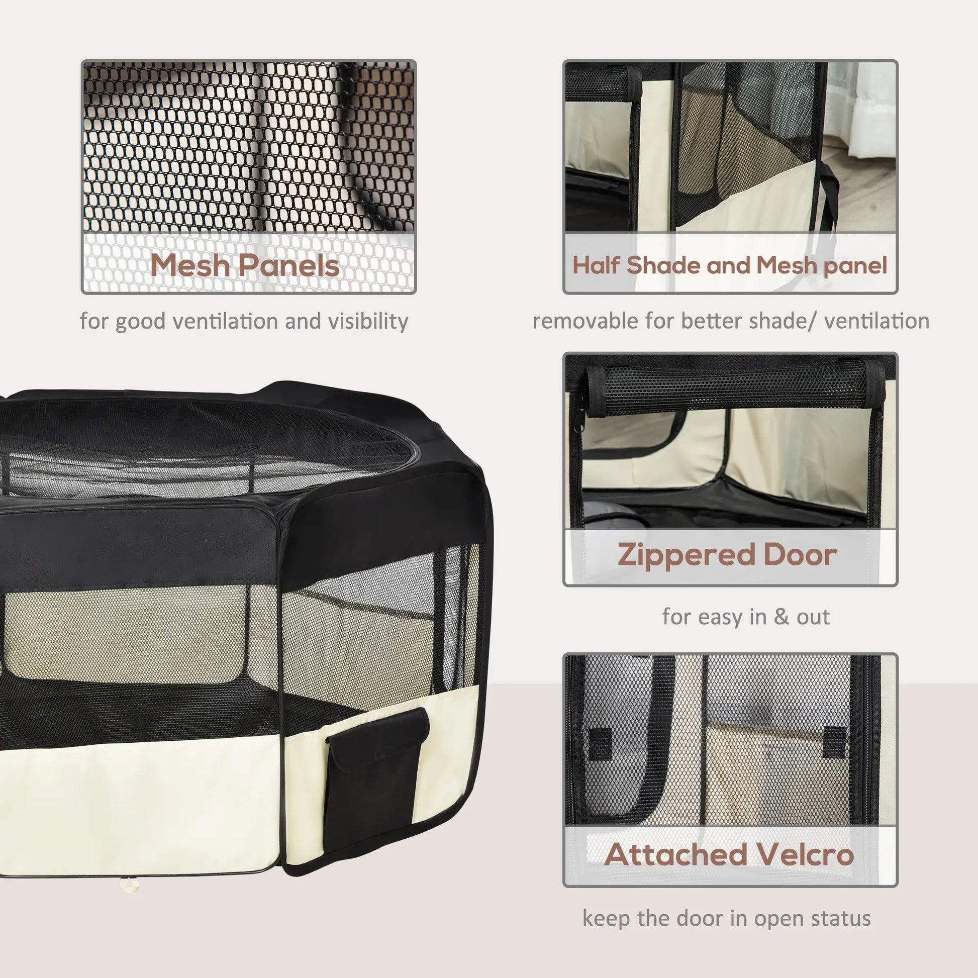 49.2-Inch Soft Folding Dog Playpen, Outdoor Pet Pen with Bag Houses, Kennels & Pens at Gallery Canada