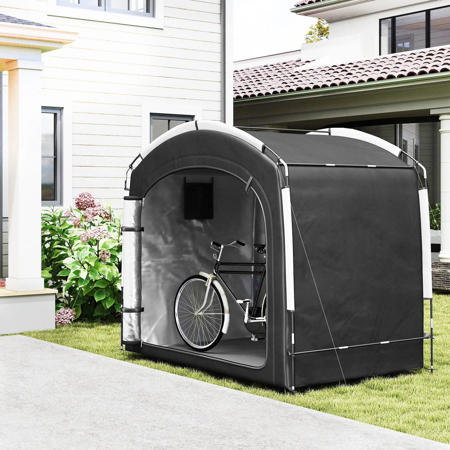 Bike Storage Shed Tent, Portable Waterproof, 210D Oxford Fabric, Black Car Shelters at Gallery Canada