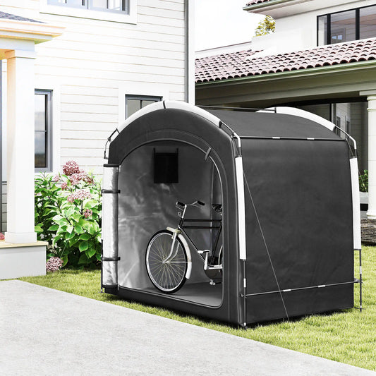 Bike Storage Shed Tent, Portable Waterproof, 210D Oxford Fabric, Black Car Shelters Black at Gallery Canada