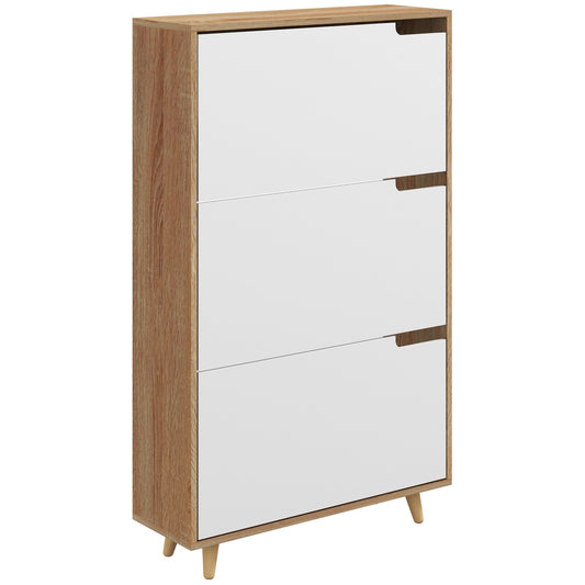 Slim Shoe Storage Cabinet with 3 Flip Drawers and Adjustable Shelves, Shoe Cabinet for 18-24 Pairs, White - Gallery Canada