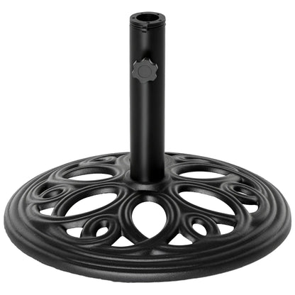 Round Cast Iron Umbrella Base Stand, Outdoor Patio Garden, Fits 1.5" Pole, Black Umbrella Bases Black at Gallery Canada