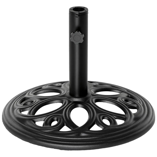 Round Cast Iron Umbrella Base Stand, Outdoor Patio Garden, Fits 1.5" Pole, Black Umbrella Bases Black at Gallery Canada