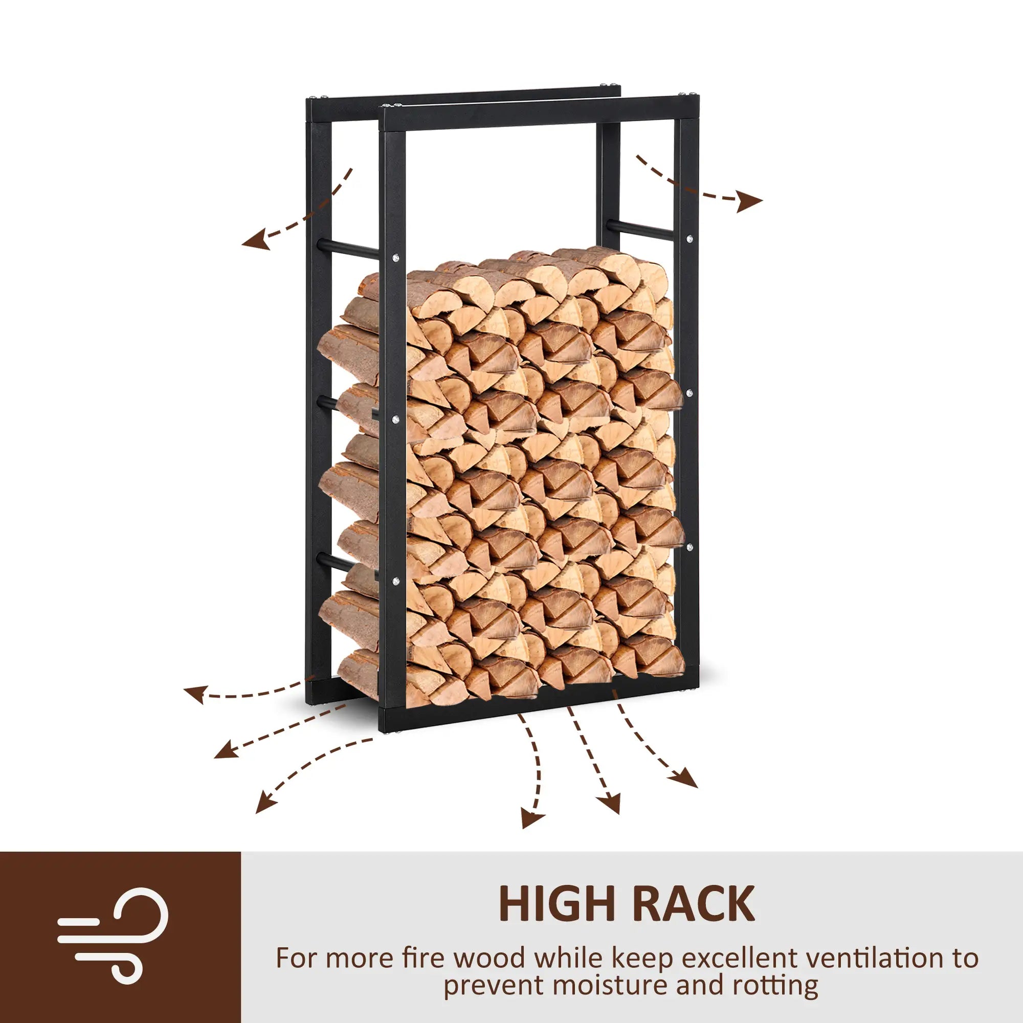 Outdoor Firewood Rack, Log Holder with Handles, 220 lbs. Capacity, 23.6