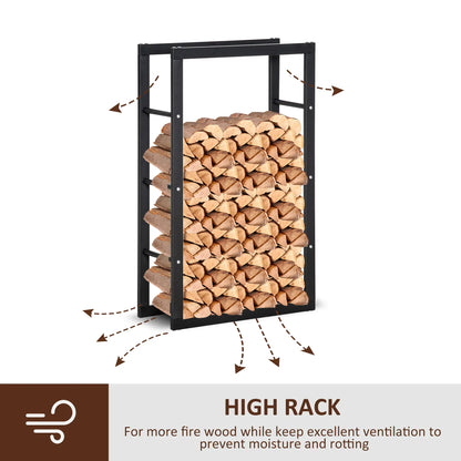 Outdoor Firewood Rack, Log Holder with Handles, 220 lbs. Capacity, 23.6" x 9.8" x 39.4", Black Firewood Racks at Gallery Canada