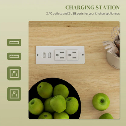 Rolling Kitchen Island with Wheels, Power Outlets, Drawer, Doors Kitchen Islands & Kitchen Carts at Gallery Canada