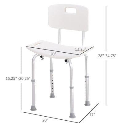 Adjustable Height Bath Chair, Non-Slip Shower Stool, White Bath Chairs at Gallery Canada